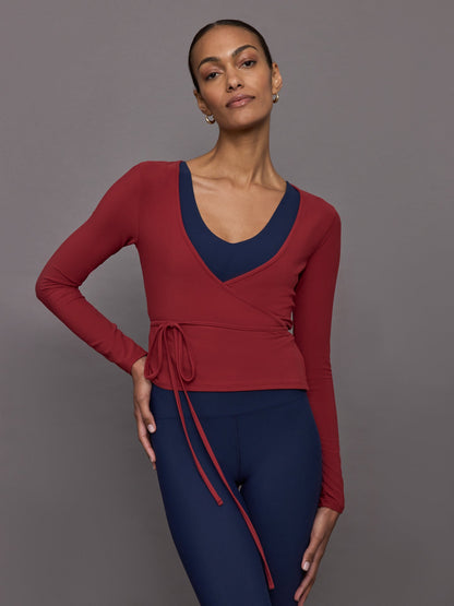 Carbon38 | Long Sleeve Tie Top in Melt - Red Dahlia