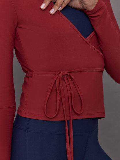 Carbon38 | Long Sleeve Tie Top in Melt - Red Dahlia