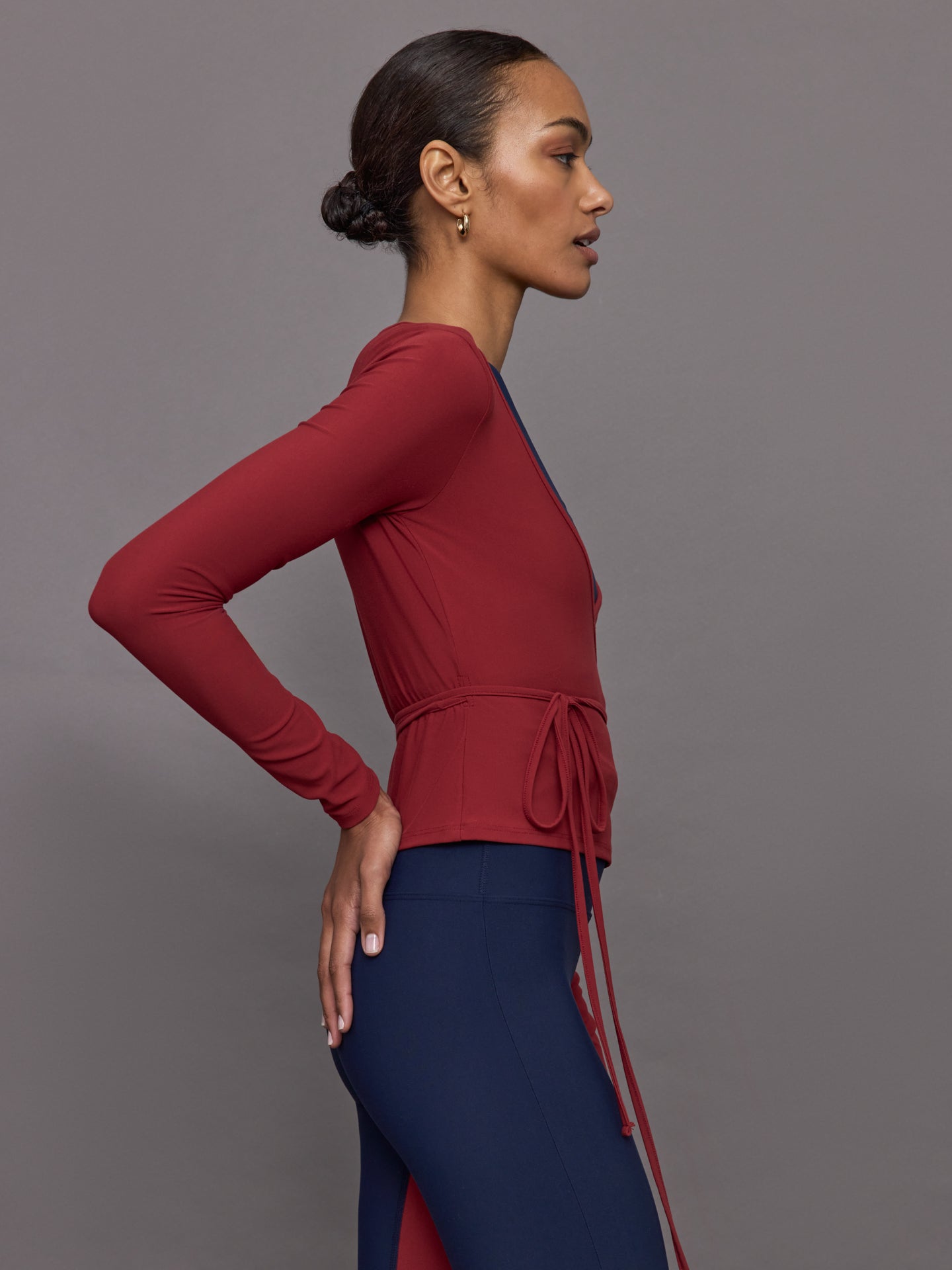 Carbon38 | Long Sleeve Tie Top in Melt - Red Dahlia