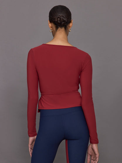 Carbon38 | Long Sleeve Tie Top in Melt - Red Dahlia