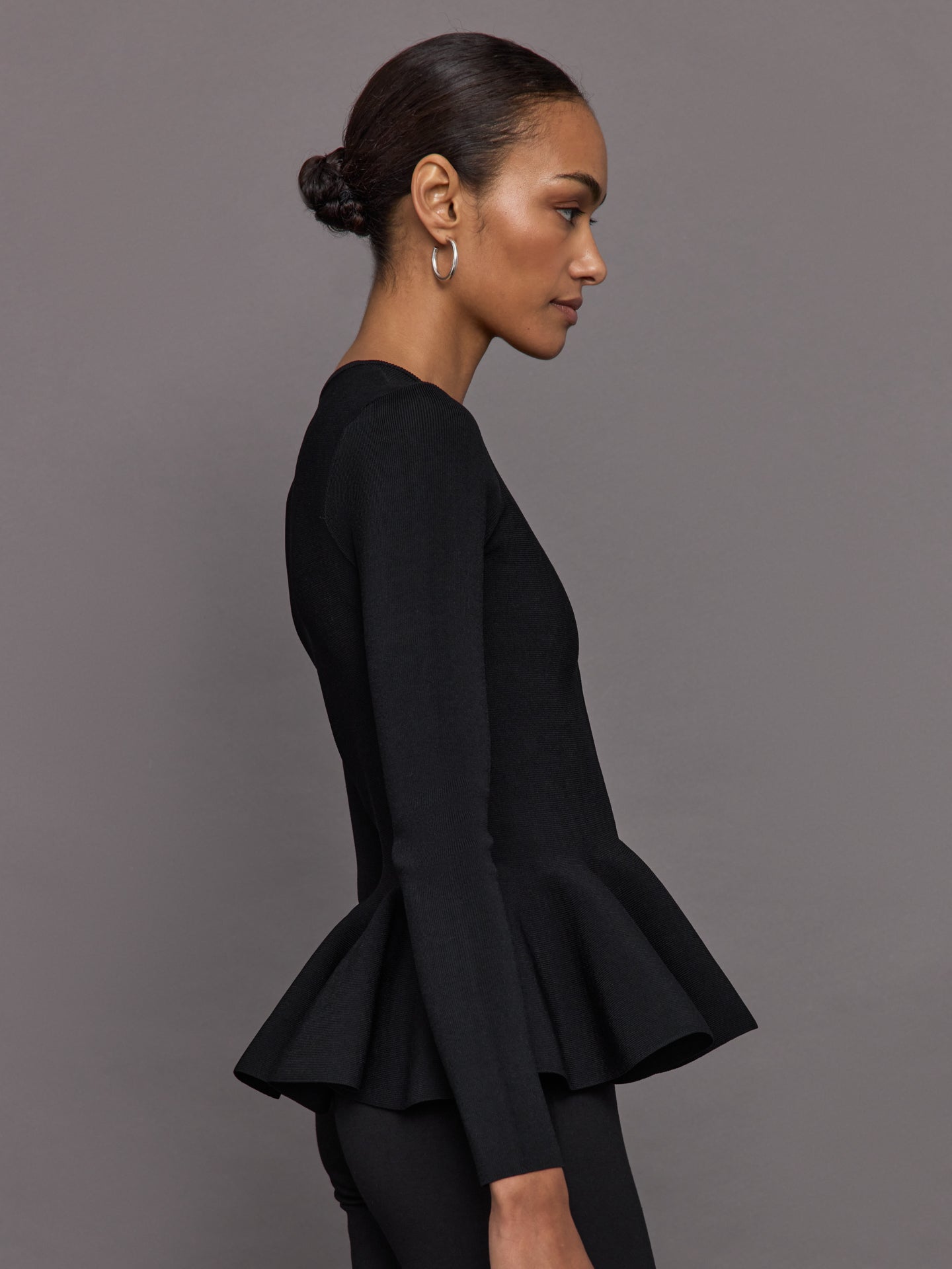 Carbon38 | Peplum Zip Up - Black