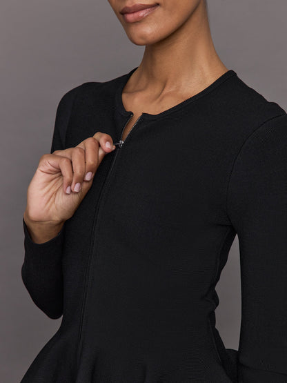 Carbon38 | Peplum Zip Up - Black