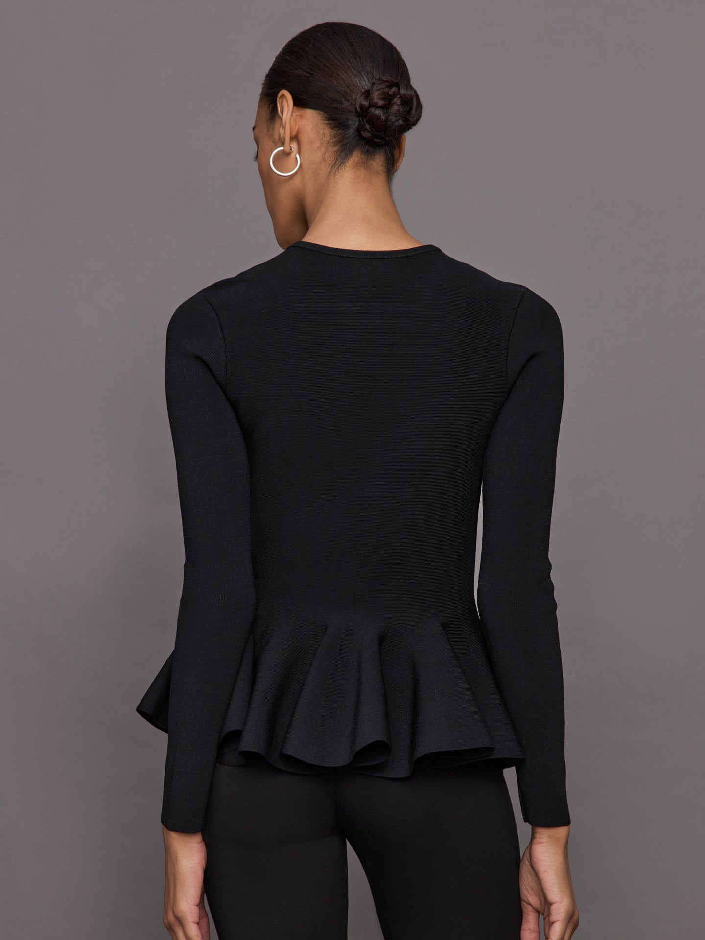 Carbon38 | Peplum Zip Up - Black