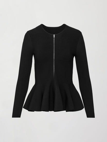 Carbon38 | Peplum Zip Up - Black