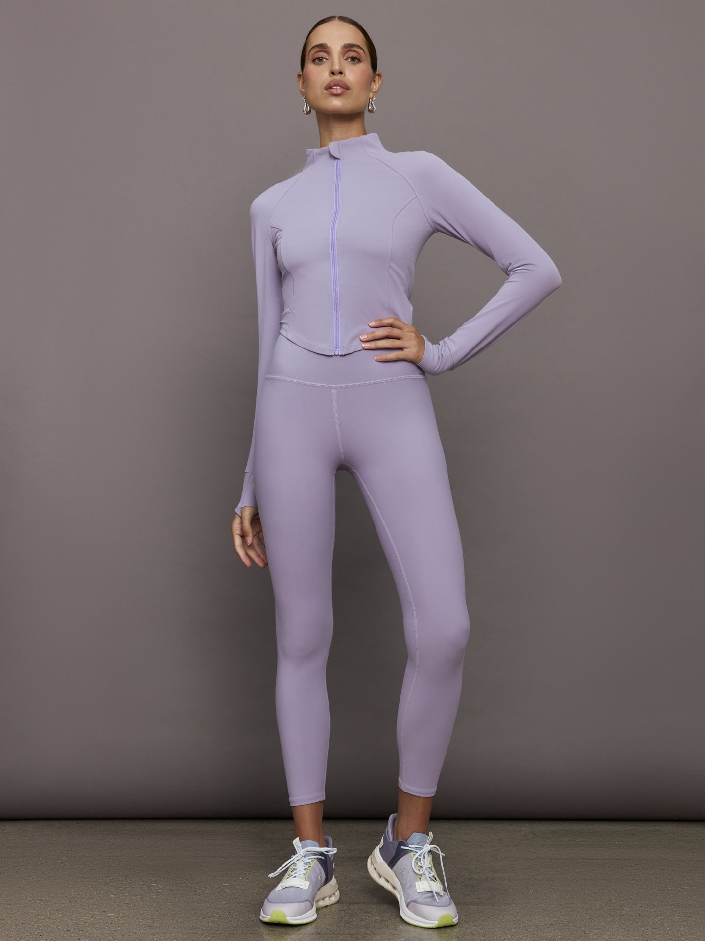 Carbon38 | Mock Neck Corset Zip Top in Melt - Lavender Grey