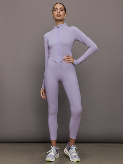 Carbon38 | Mock Neck Corset Zip Top in Melt - Lavender Grey