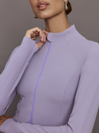 Carbon38 | Mock Neck Corset Zip Top in Melt - Lavender Grey