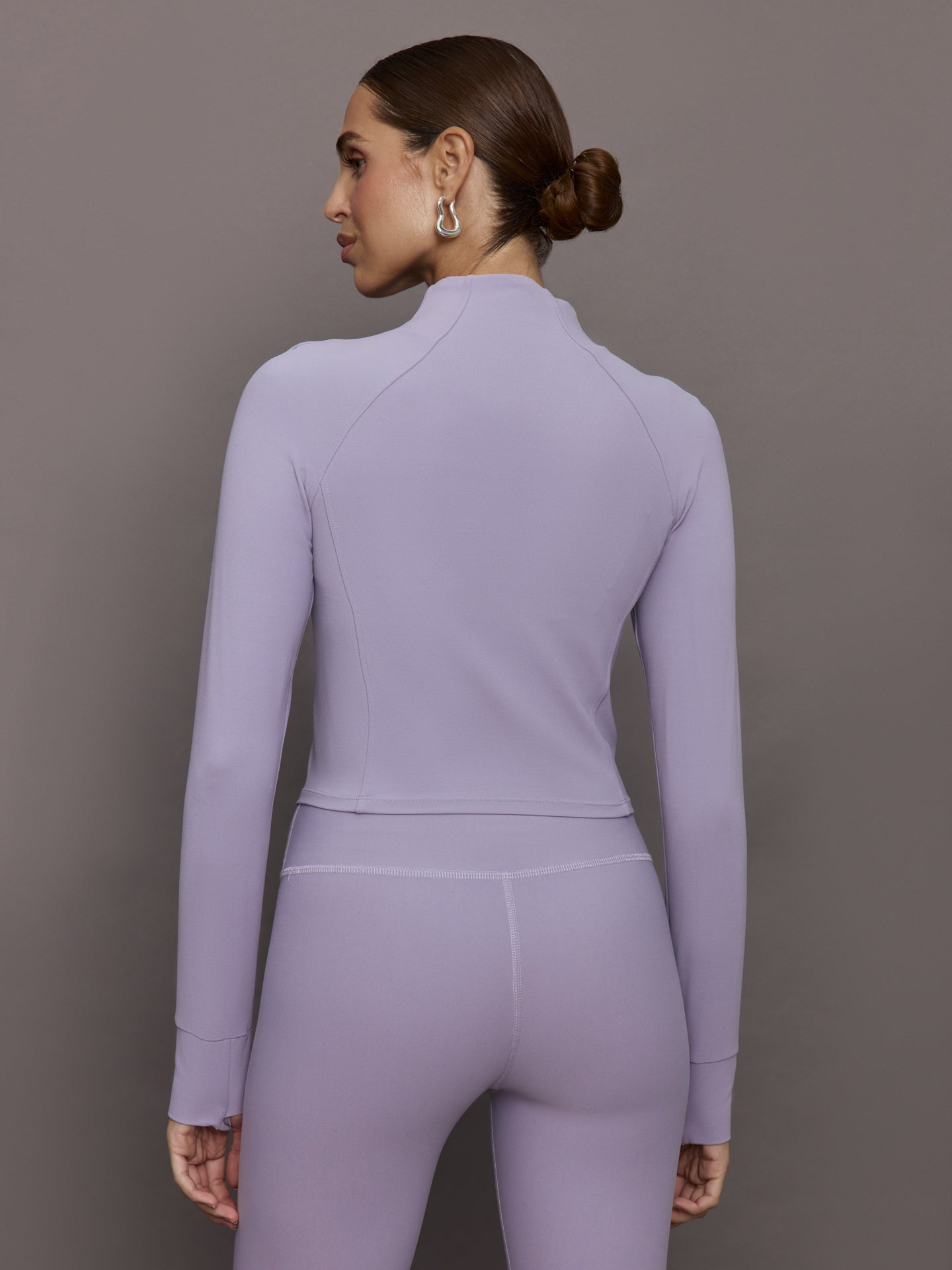 Carbon38 | Mock Neck Corset Zip Top in Melt - Lavender Grey