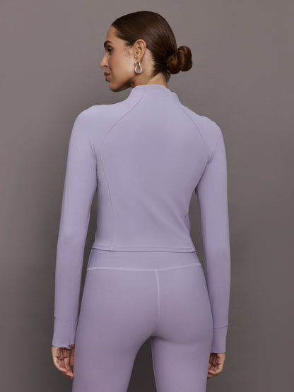 Carbon38 | Mock Neck Corset Zip Top in Melt - Lavender Grey