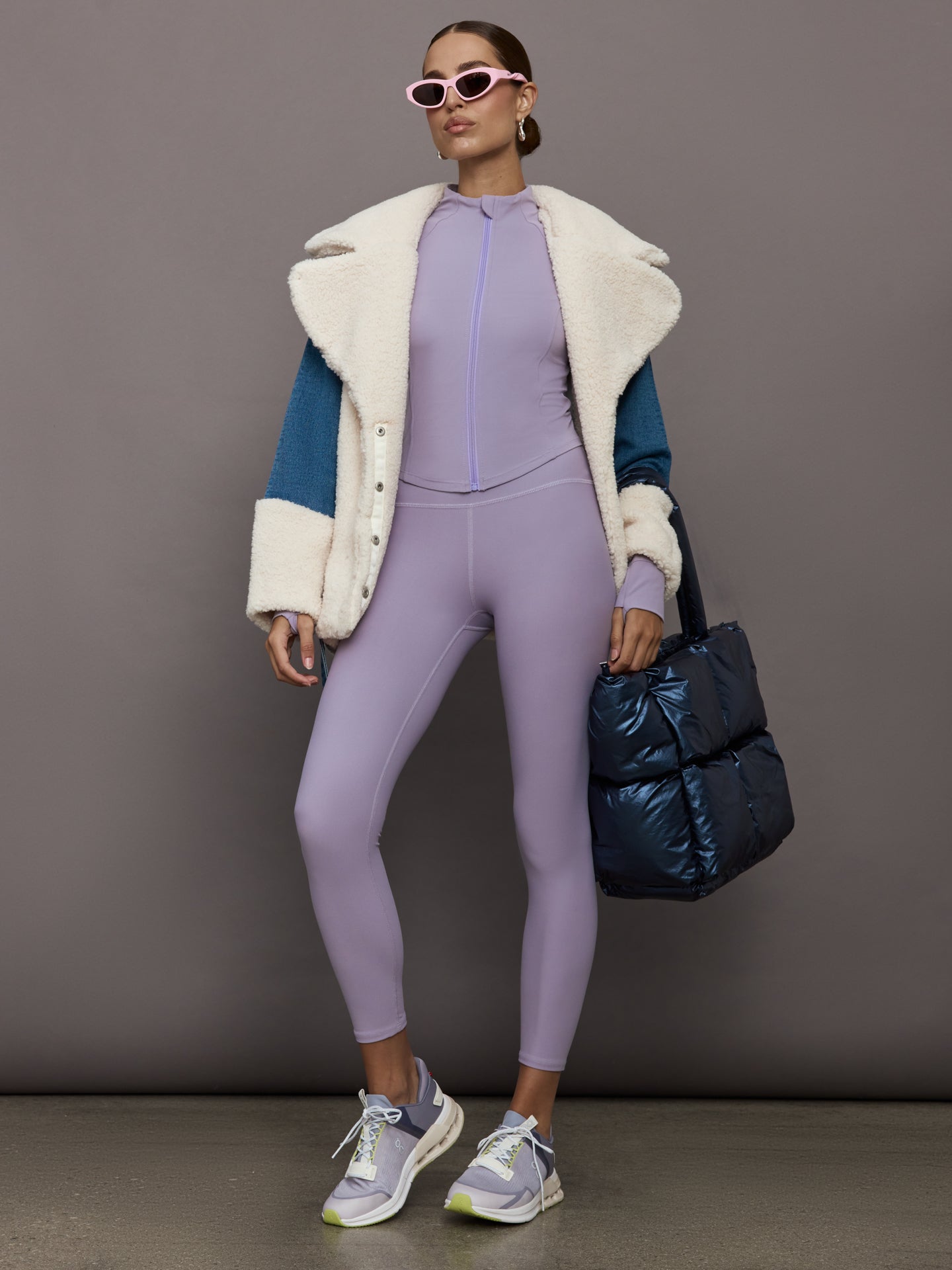 Carbon38 | Mock Neck Corset Zip Top in Melt - Lavender Grey