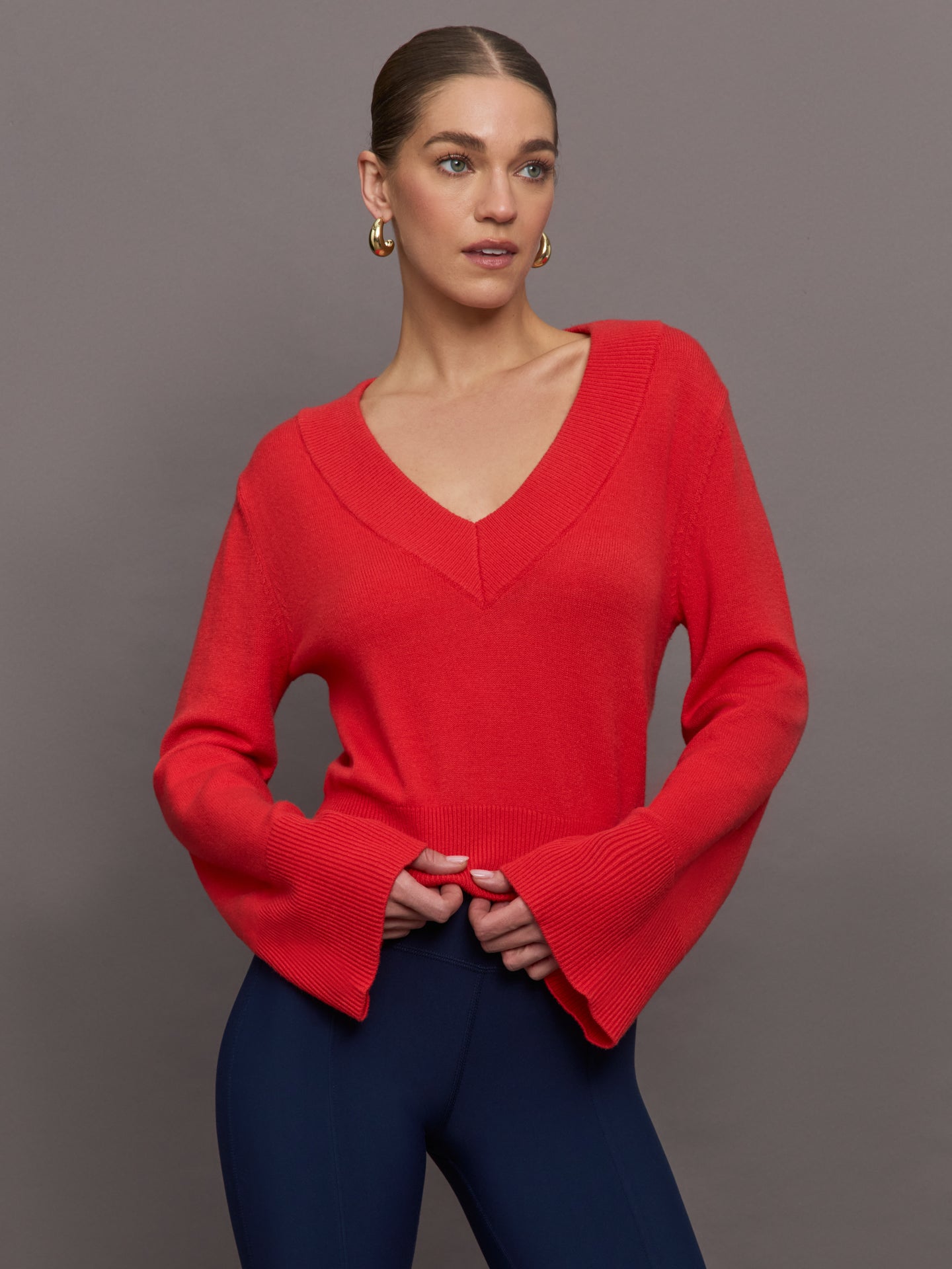 Carbon38 | Bell Sleeve Off Shoulder Sweater - Bittersweet