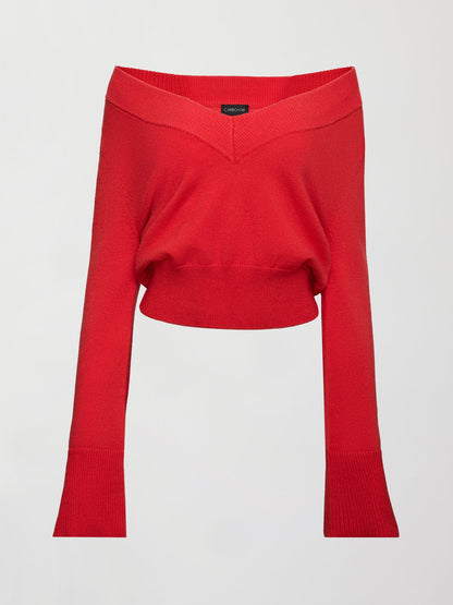 Carbon38 | Bell Sleeve Off Shoulder Sweater - Bittersweet