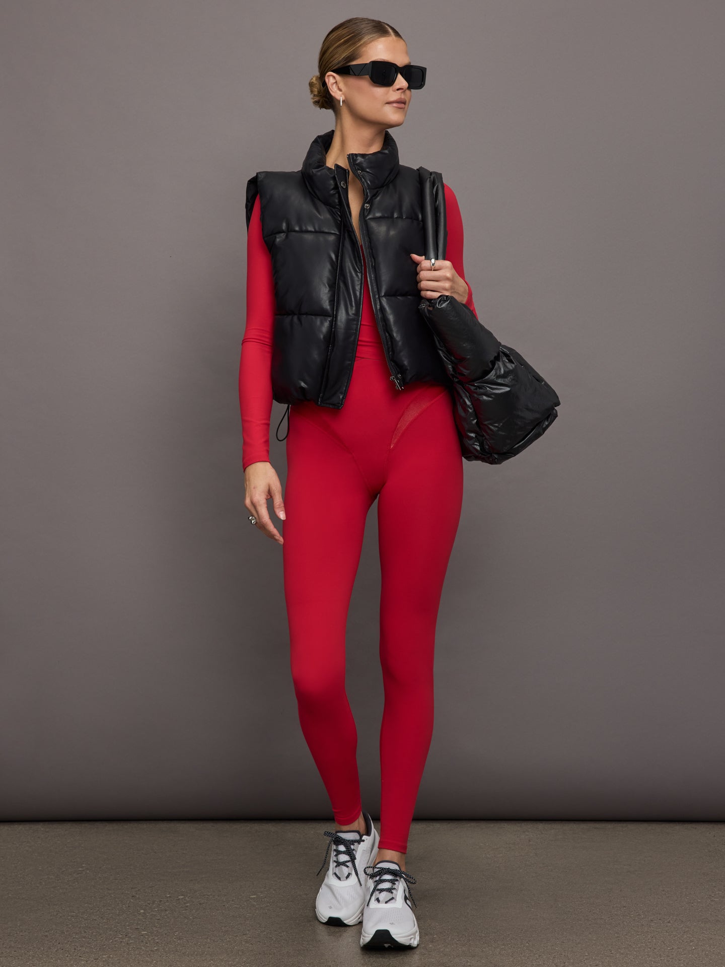 Carbon38 | Long Sleeve Wrap Top in Melt - Crimson Red