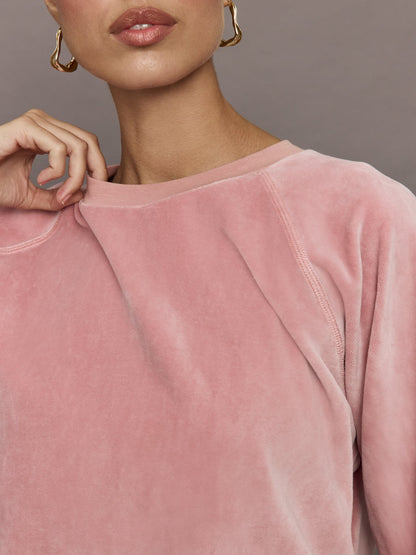 Carbon38 | Raglan Pullover in Velour - Blush