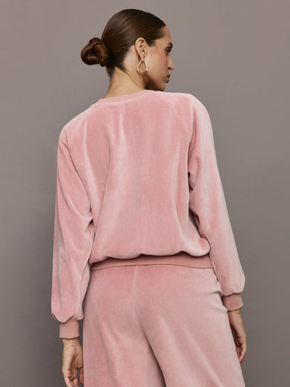 Carbon38 | Raglan Pullover in Velour - Blush