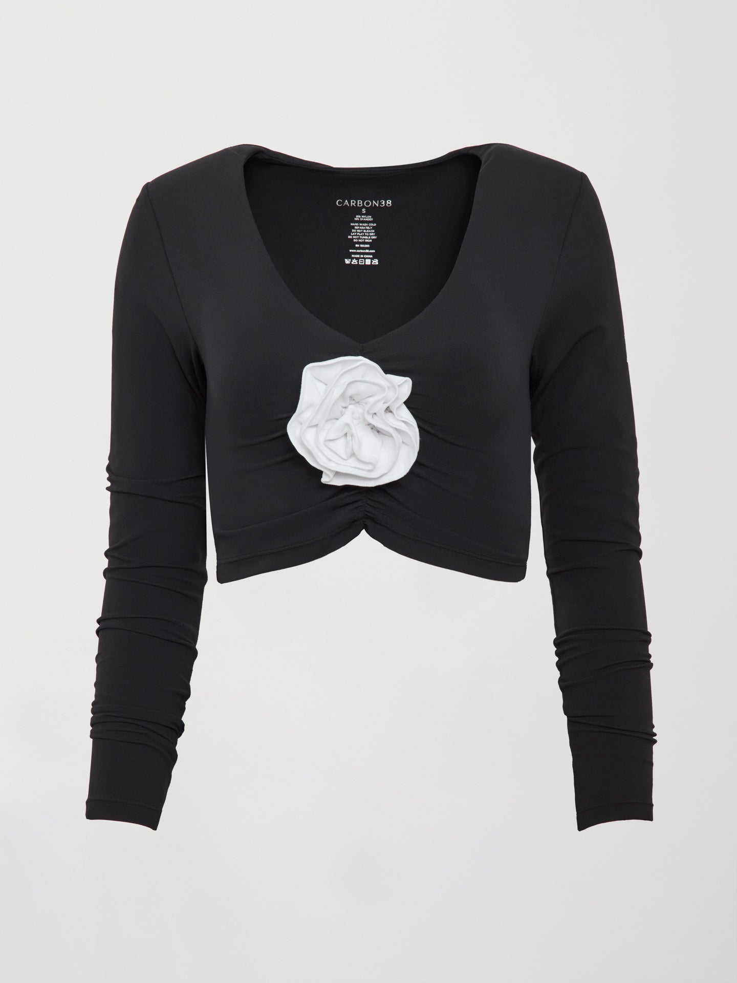 Carbon38 | Rosette Long Sleeve Top in Melt - Black w/ White Rosette