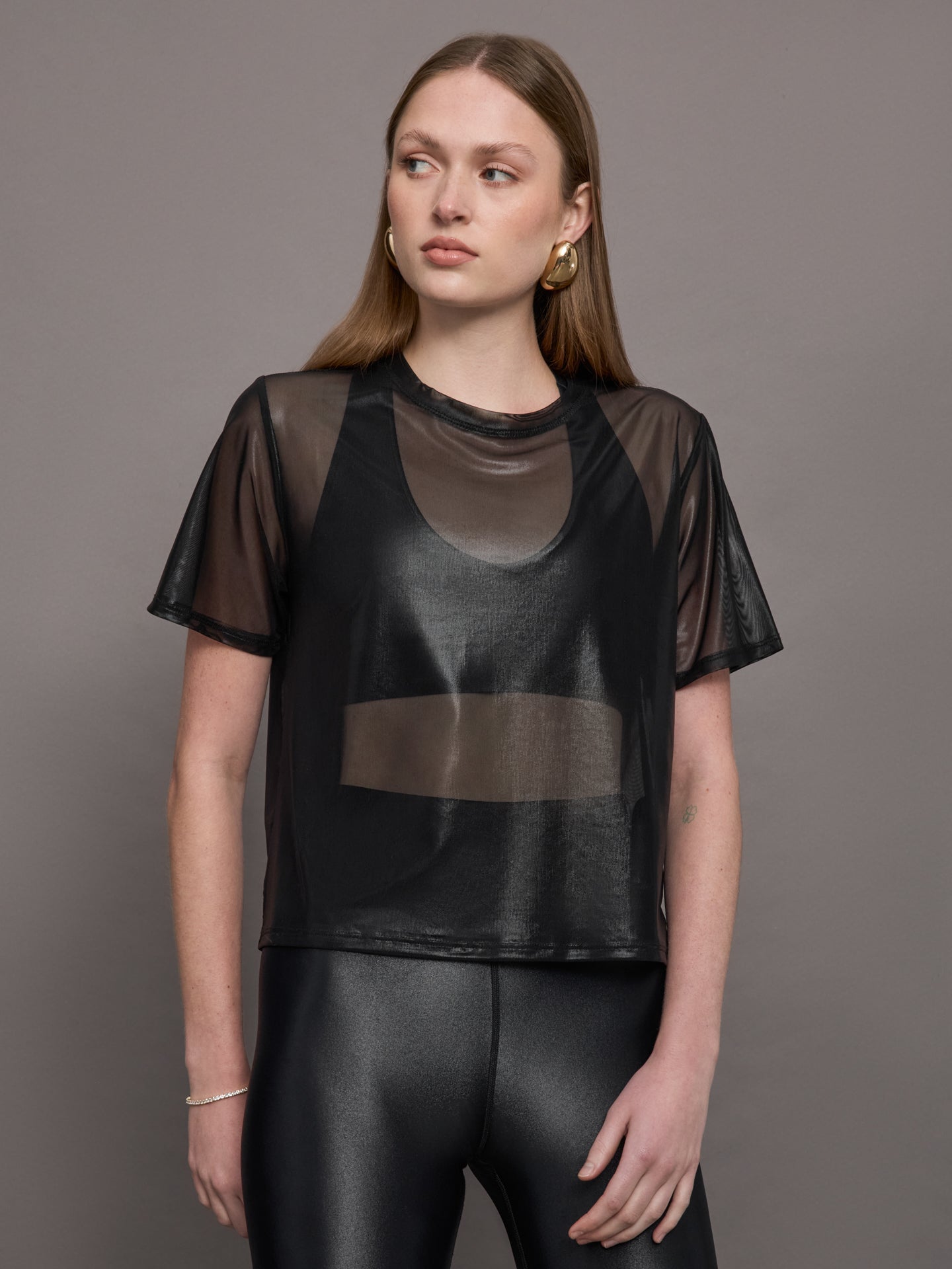 Carbon38 | Liquid Mesh Tee Shirt - Black