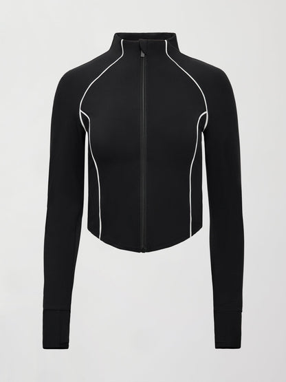Carbon38 | Colorblock Mock Neck Corset Zip in Melt - Black/Cloud Dancer