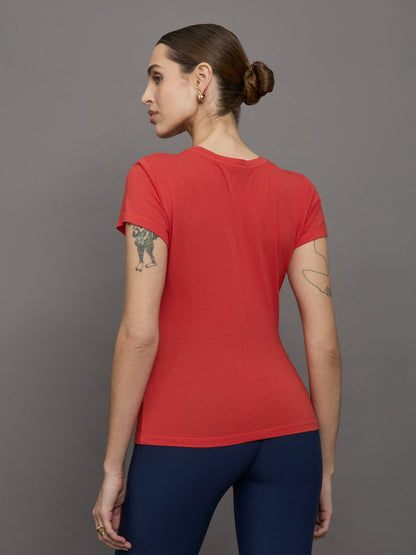 Carbon38 | Short Sleeve Ruched Front Tee - Bittersweet