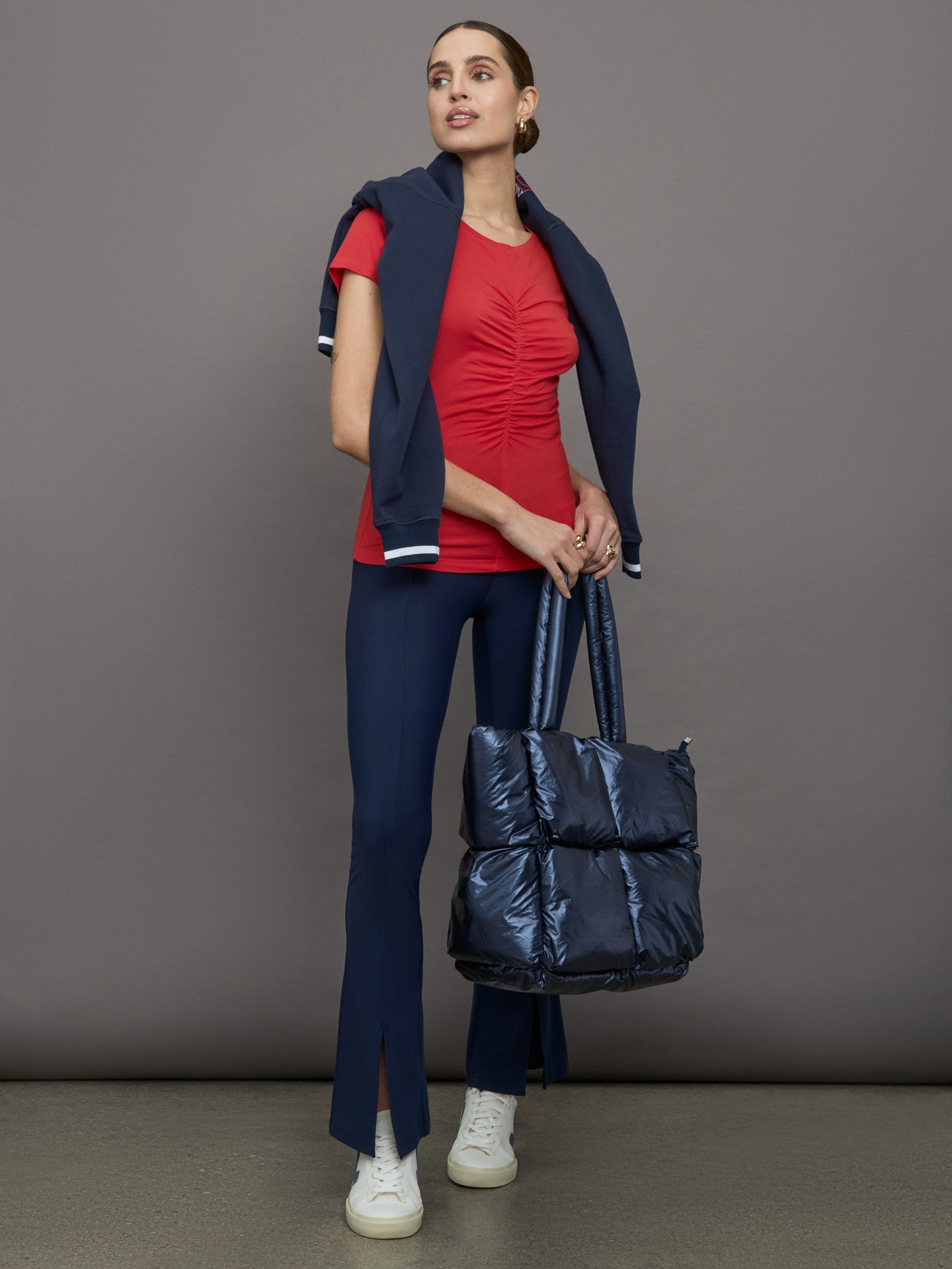 Carbon38 | Short Sleeve Ruched Front Tee - Bittersweet