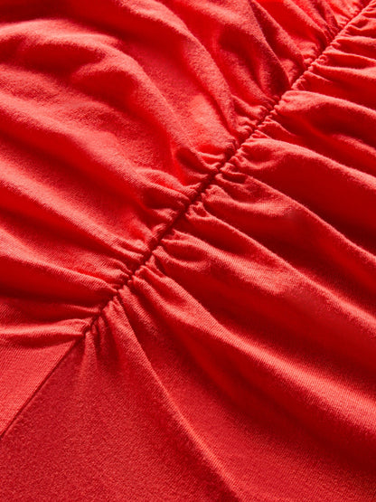 Carbon38 | Short Sleeve Ruched Front Tee - Bittersweet