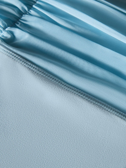 Carbon38 | Ruched Mesh Long Sleeve Top in Melt - Sky Blue