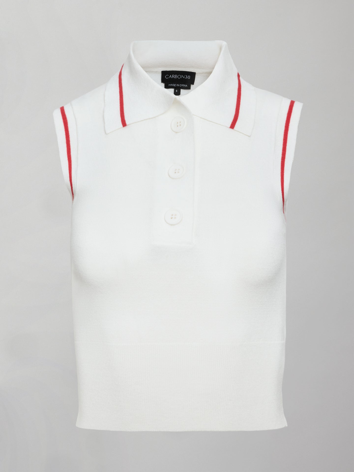 Carbon38 | Tennis Sleeveless Polo - White / Bittersweet