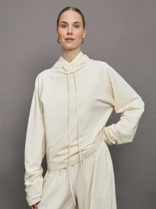 Carbon38 | Oversized Raglan Sleeve Hooded Top - Cream