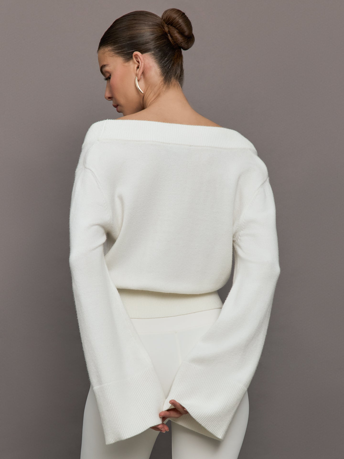 Carbon38 | Bell Sleeve Off Shoulder Sweater - Cloud Dancer