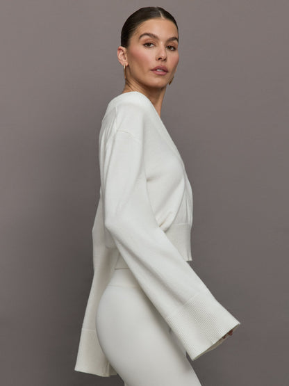 Carbon38 | Bell Sleeve Off Shoulder Sweater - Cloud Dancer