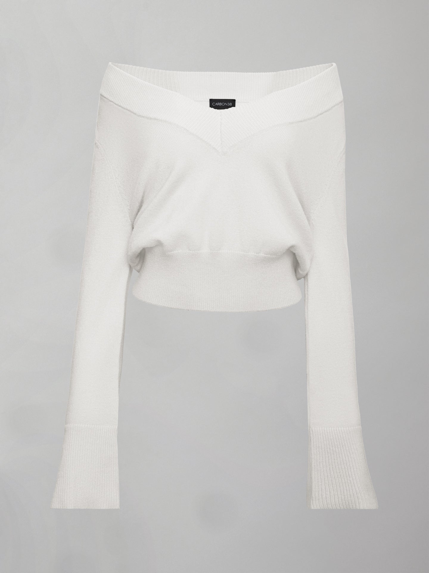 Carbon38 | Bell Sleeve Off Shoulder Sweater - Cloud Dancer