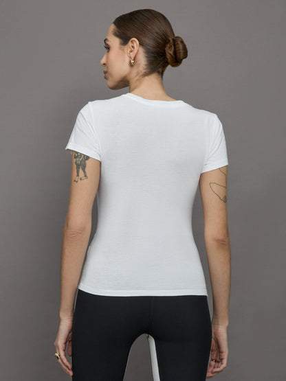 Carbon38 | Short Sleeve Ruched Front Tee - White