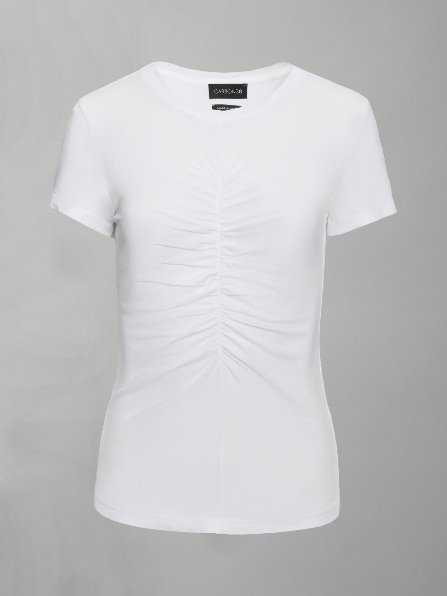 Carbon38 | Short Sleeve Ruched Front Tee - White