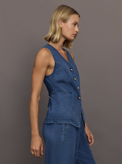 Carbon38 | Chambray Vest - Medium Wash