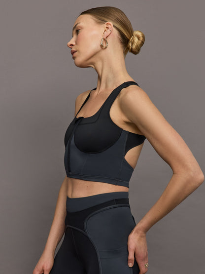 Carbon38 | aSMC Two-Tone Zipped Crop - Black/Carbon