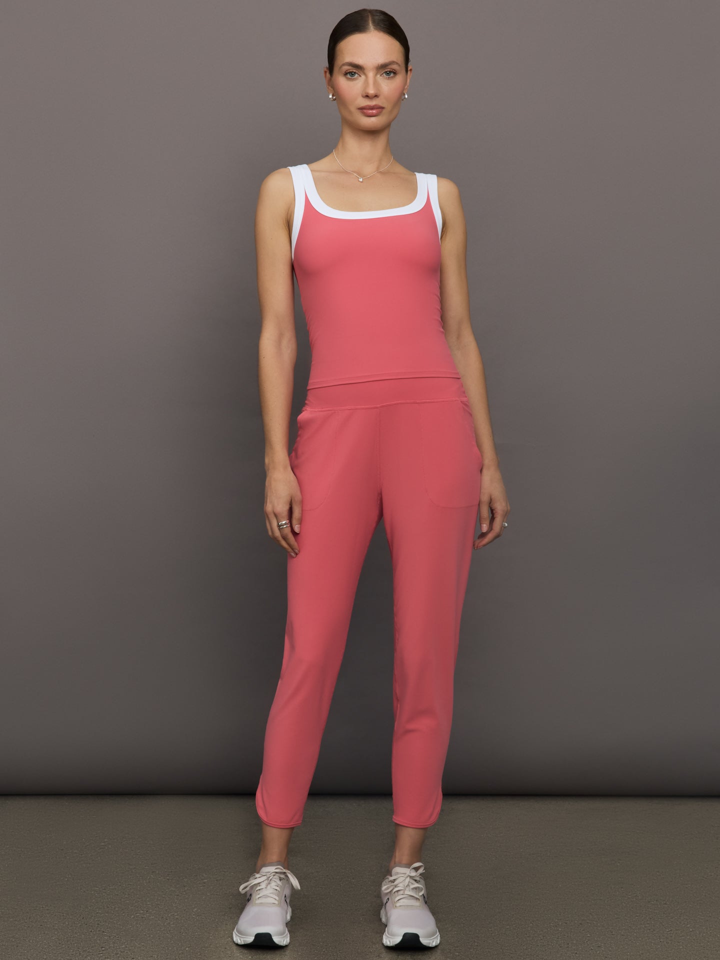 Carbon38 | Colorblock Scoop Tank in Melt - Rosewood / White