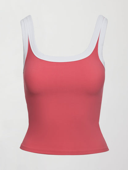 Carbon38 | Colorblock Scoop Tank in Melt - Rosewood / White