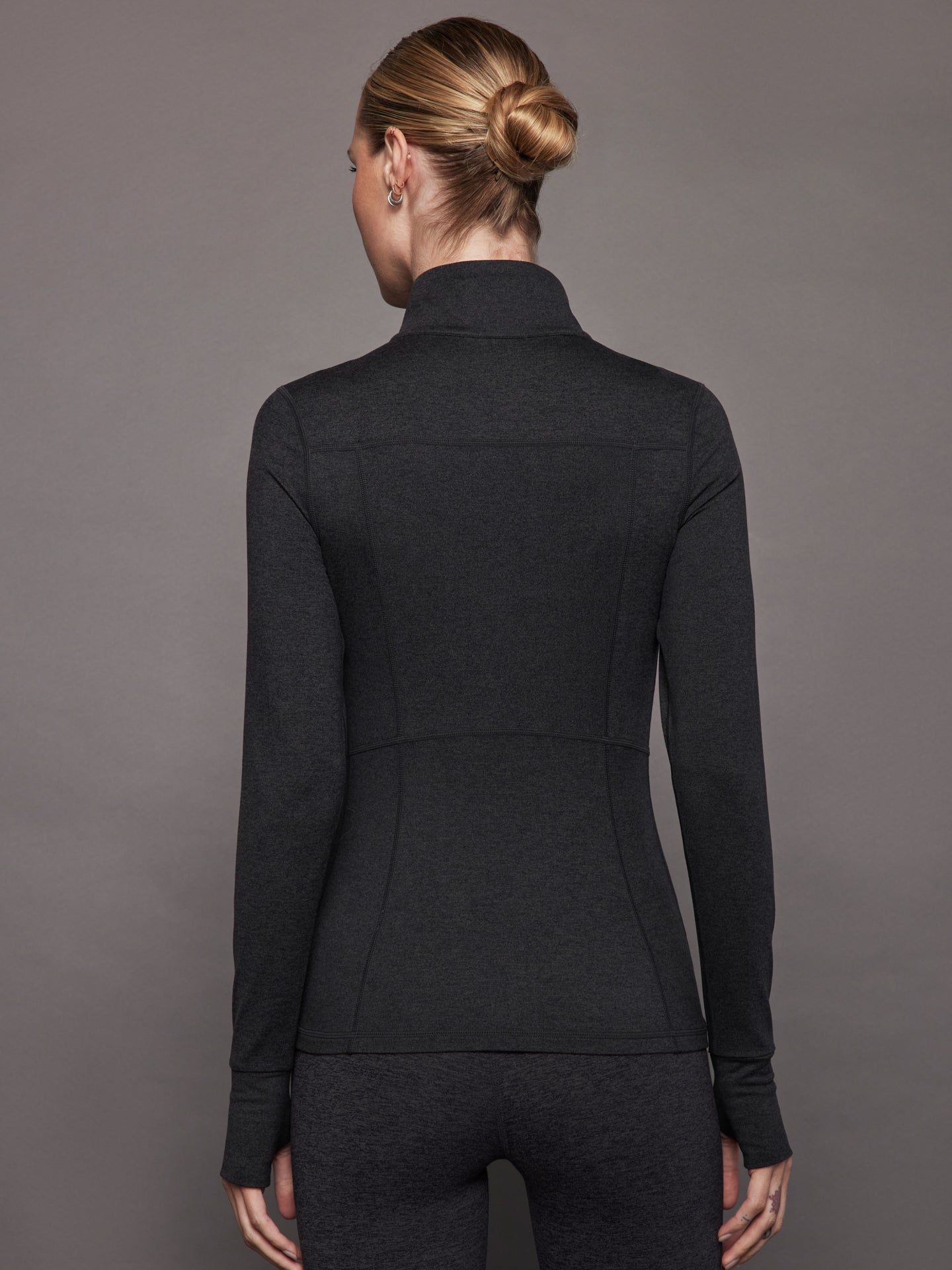 Carbon38 | Zip Long Sleeve Run Top - Charcoal Heather