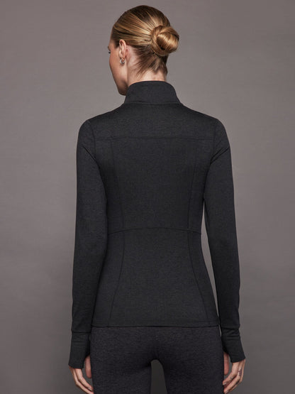 Carbon38 | Zip Long Sleeve Run Top - Charcoal Heather