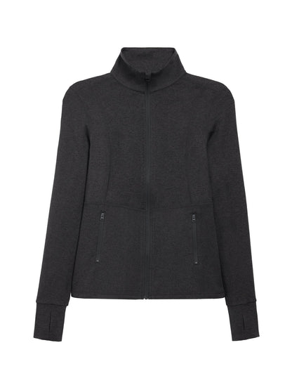 Carbon38 | Zip Long Sleeve Run Top - Charcoal Heather