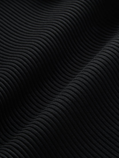 Carbon38 | Long Sleeve Ruched Top in Ribbed Jersey - Black