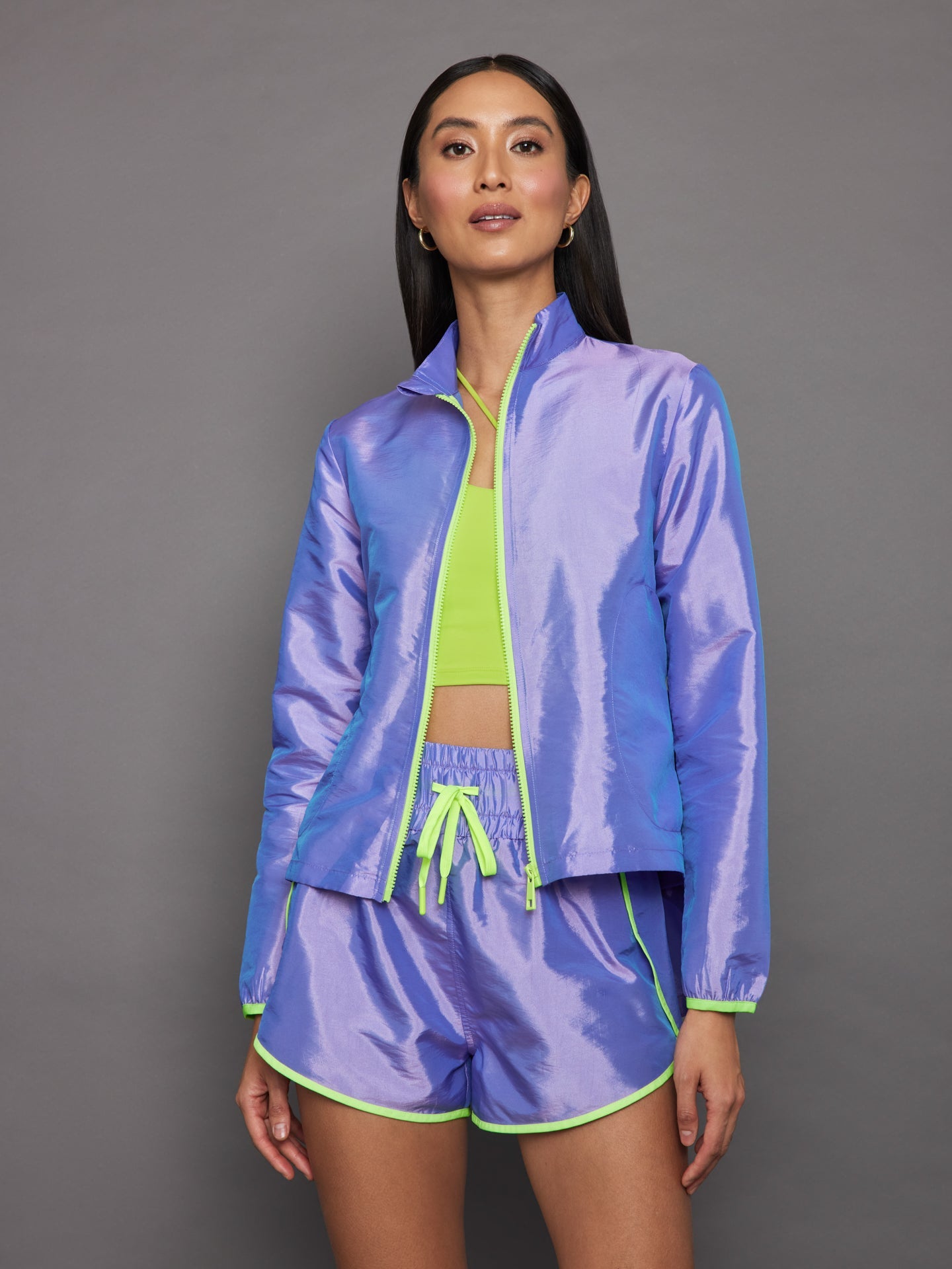 Carbon38 | Iridescent Nylon Jacket - Sweet Lavender/ Acid Lime
