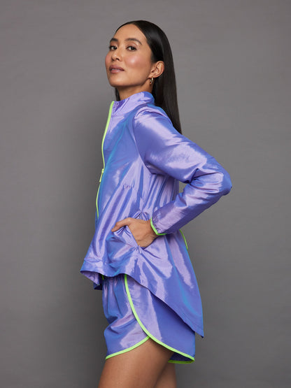 Carbon38 | Iridescent Nylon Jacket - Sweet Lavender/ Acid Lime