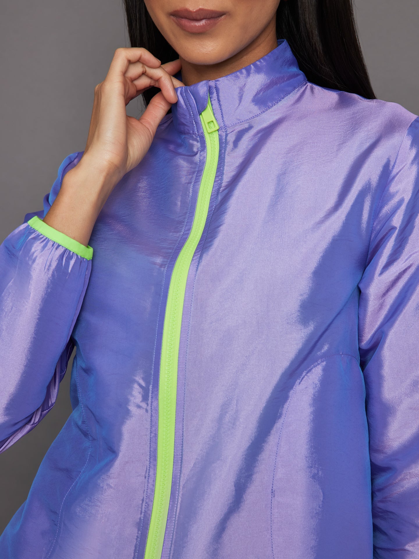 Carbon38 | Iridescent Nylon Jacket - Sweet Lavender/ Acid Lime