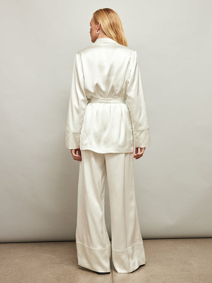 Carbon38 | Satin Smoking Jacket - Ivory