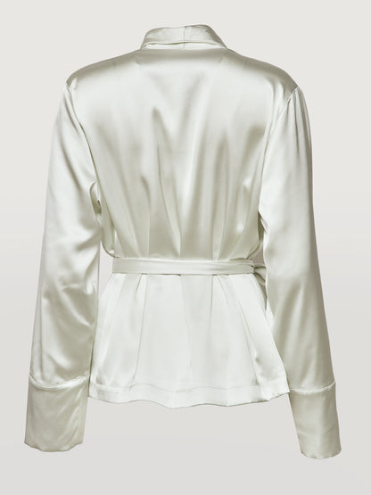 Carbon38 | Satin Smoking Jacket - Ivory