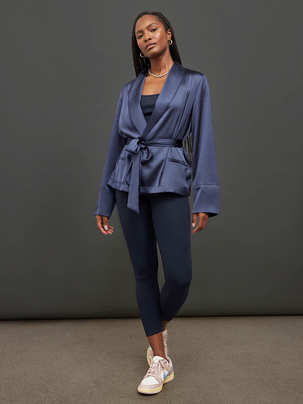 Carbon38 | Satin Smoking Jacket - Evening Blue