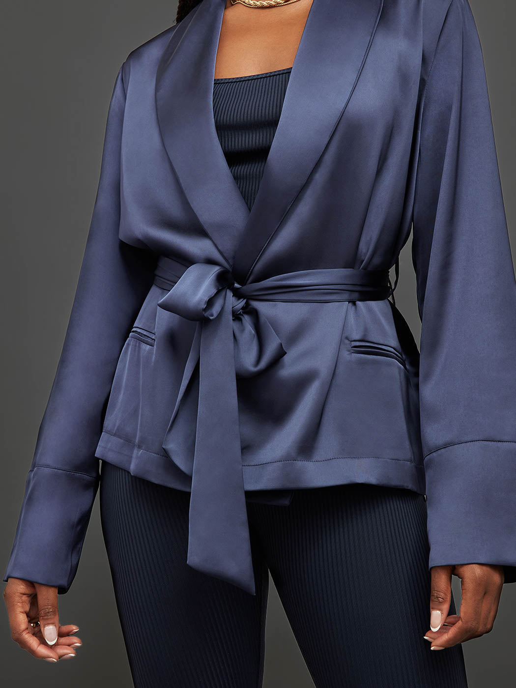 Carbon38 | Satin Smoking Jacket - Evening Blue