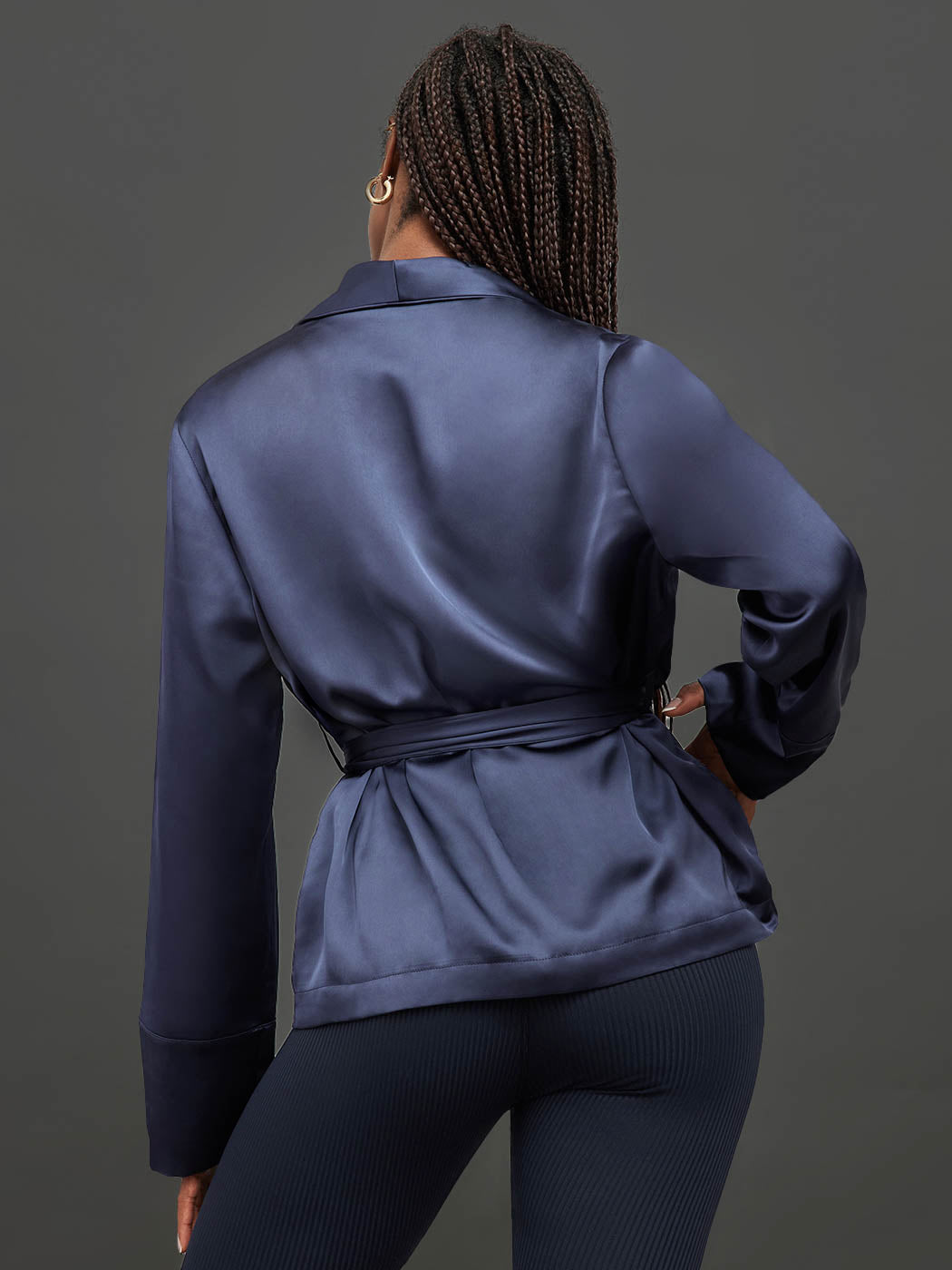 Carbon38 | Satin Smoking Jacket - Evening Blue