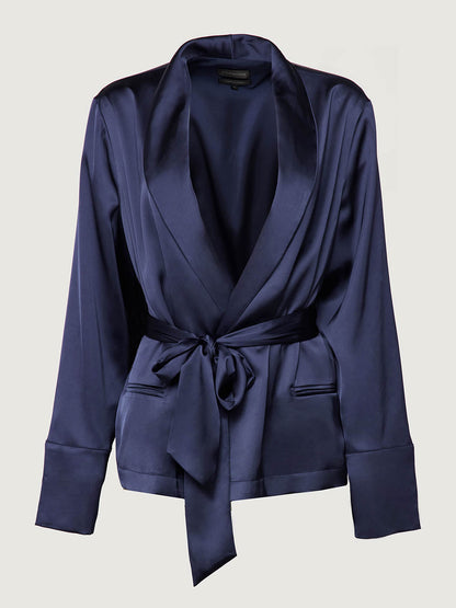 Carbon38 | Satin Smoking Jacket - Evening Blue